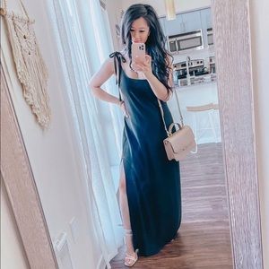 Salt water breeze black tie-strap maxi dress